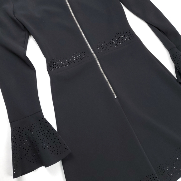 New Parker Black Embroidered Eyelet Bell Sleeve Dress Size Xs - Picture 9 of 14